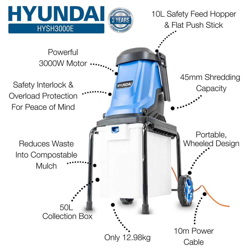 Hyundai HYSH3000E 3000W Electric Garden Shredder