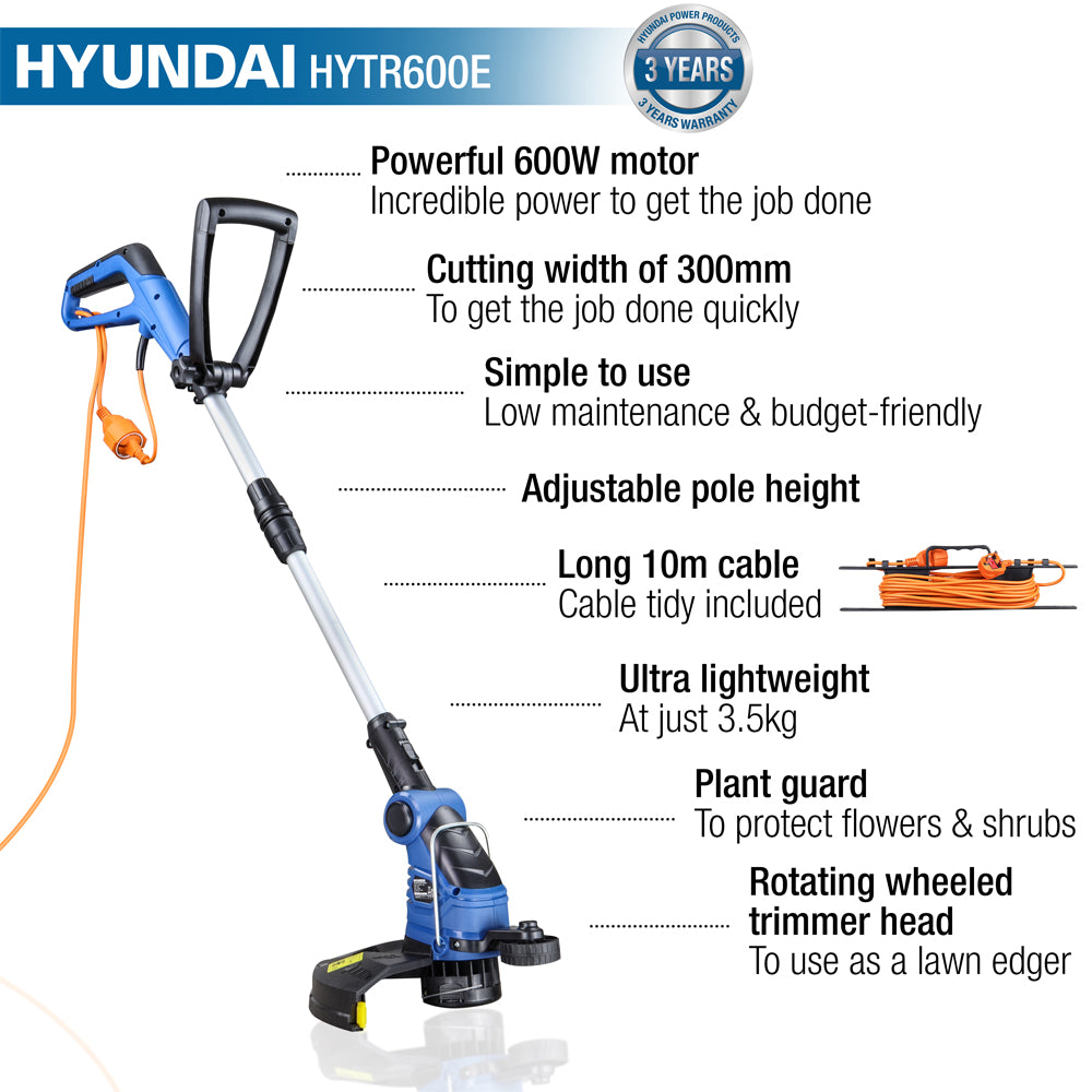 Hyundai HYTR600E Electric Grass Trimmer / Lawn Edger