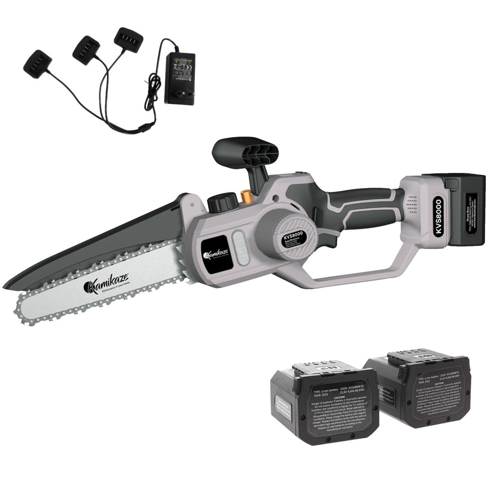 Kamikaze KVS 8000 21.6V Cordless Mini Chainsaw (with 2 x 4Ah Batteries & Charger)