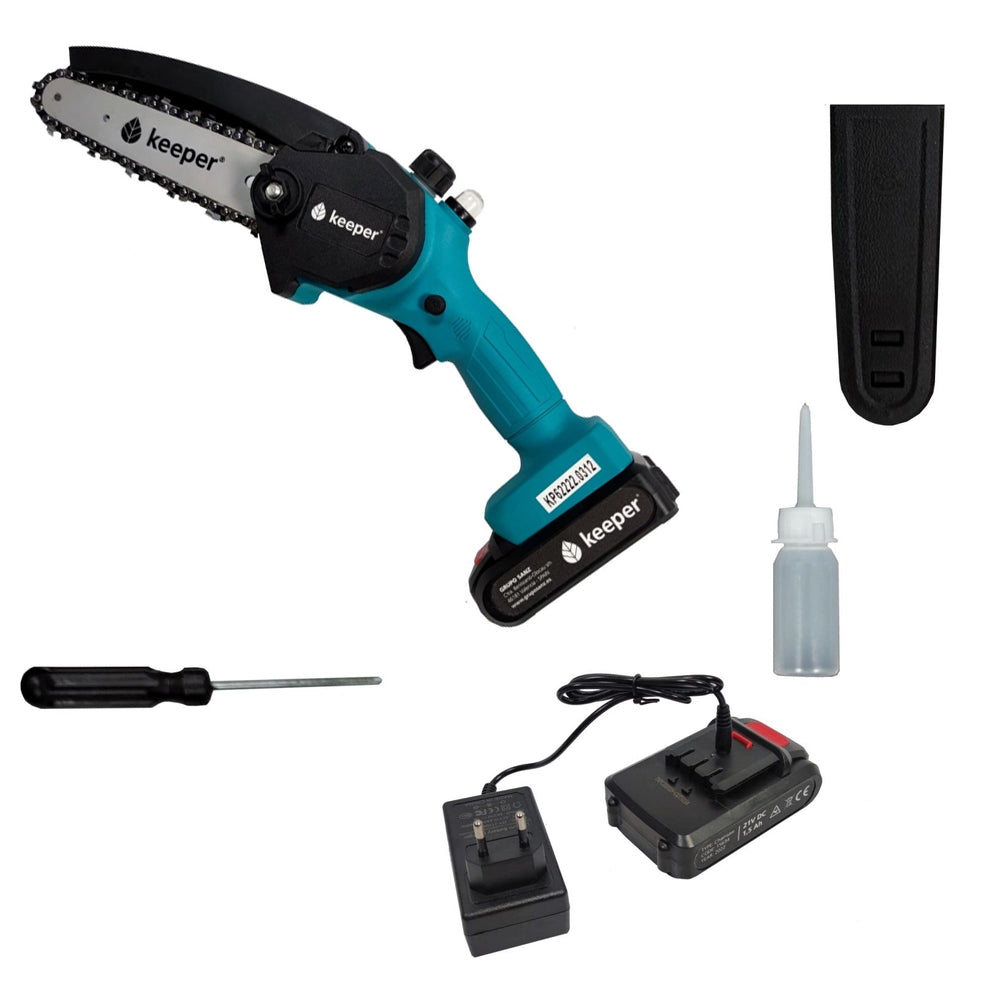 Keeper KP6 21V Cordless Mini Chainsaw (with 1.5Ah Battery & Charger)