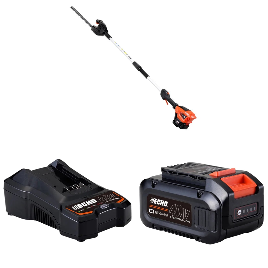 Echo Garden+ 40V Cordless Pole Hedge Trimmer + Charger + 4.0Ah Battery + Free Second Battery