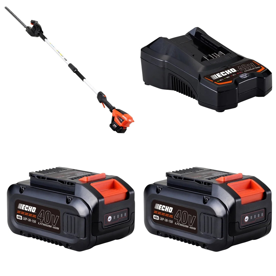 Echo Garden+ 40V Cordless Pole Hedge Trimmer + Charger + 4.0Ah Battery + Free Second Battery