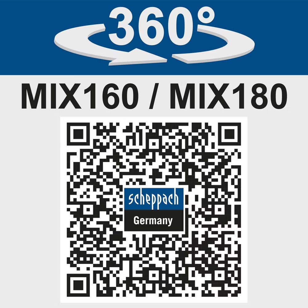 Scheppach MIX160 160 Litre Portable 650W Electric Cement / Concrete Mixer