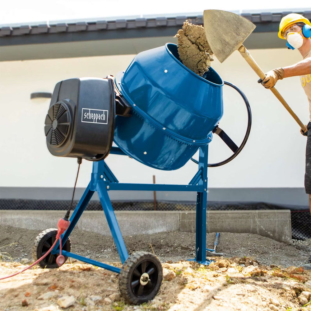 Scheppach MIX160 160 Litre Portable 650W Electric Cement / Concrete Mixer
