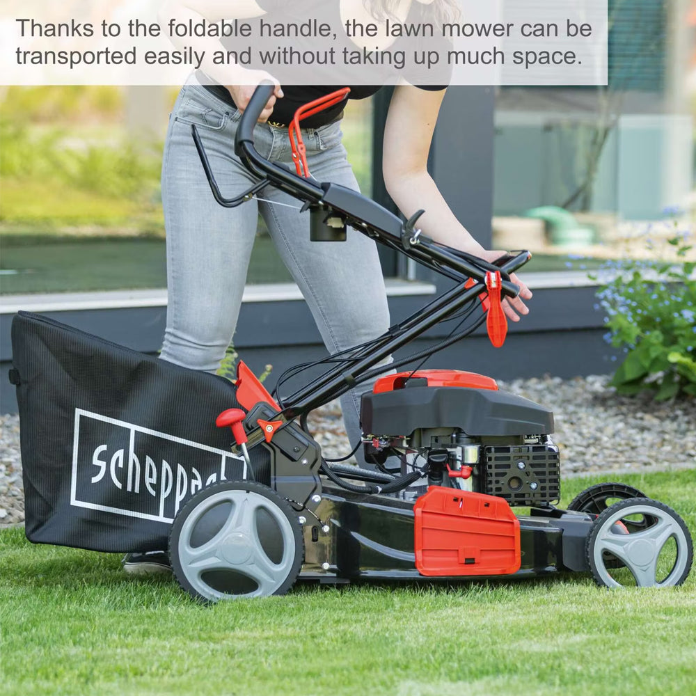 Scheppach MS150-46E 4-in-1 Self-Propelled Petrol Lawn Mower [Electric Start]