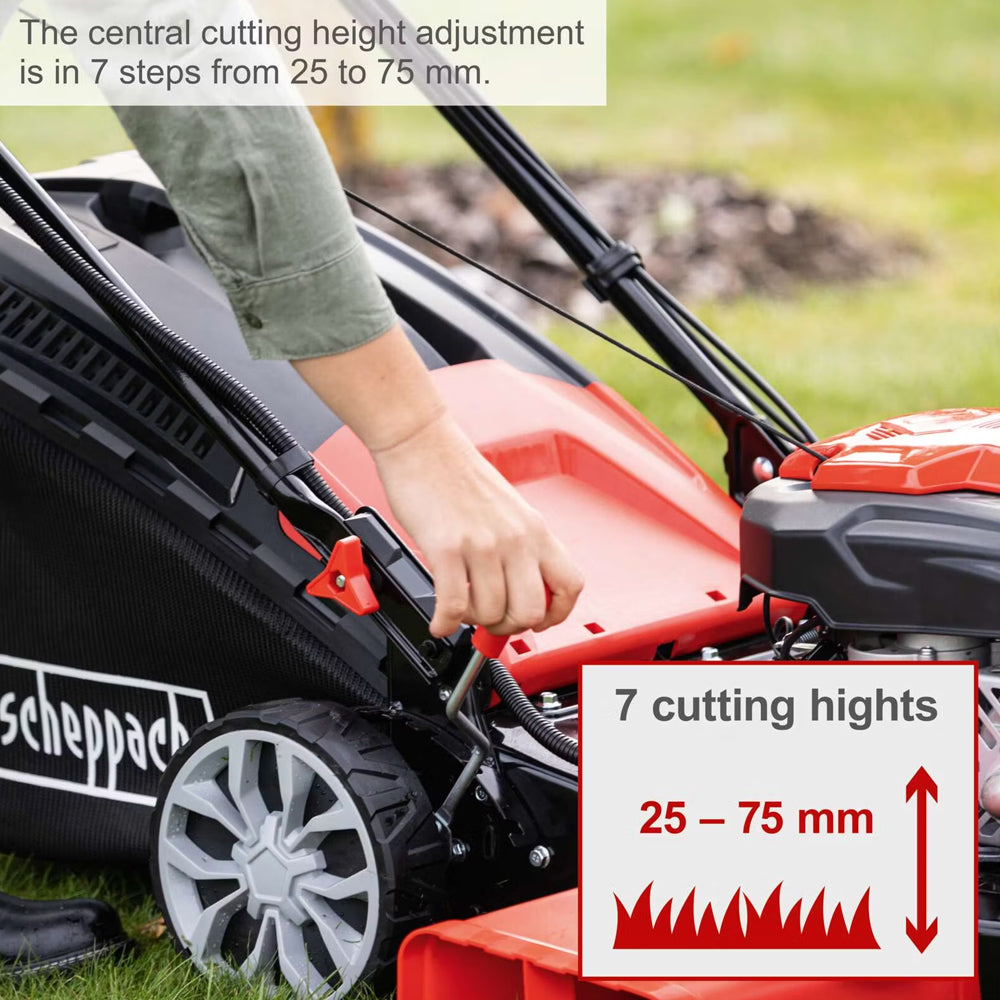 Scheppach MS225-56E 4-in-1 Self-Propelled Petrol Lawn Mower [Electric Start]