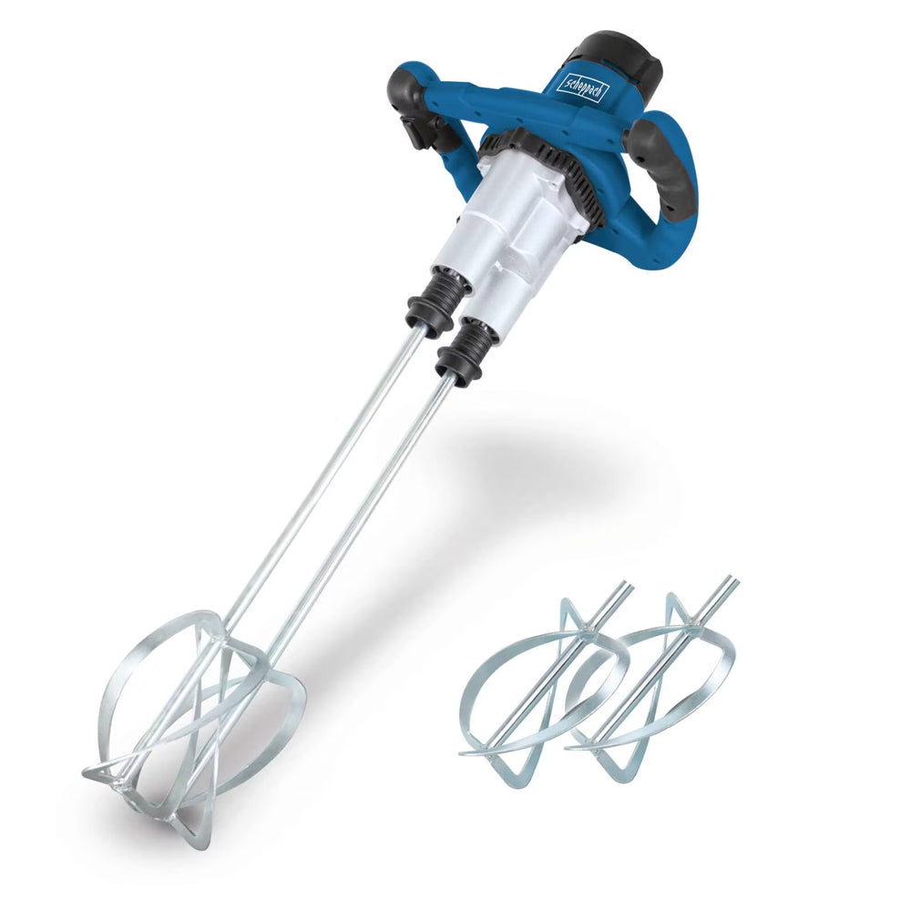 Scheppach PM1800D 1800W Double Electric Paint & Mortar Stirrer | Paddle Mixer