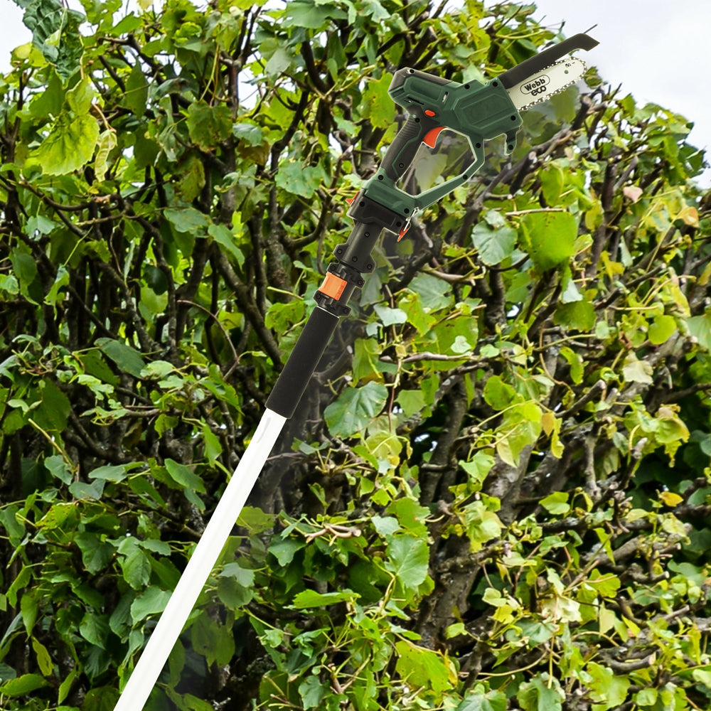 Webb Eco WEV20EXTPSB2 20V Cordless Mini Pruning Saw with Extension Pole (with 2Ah Battery & Charger)