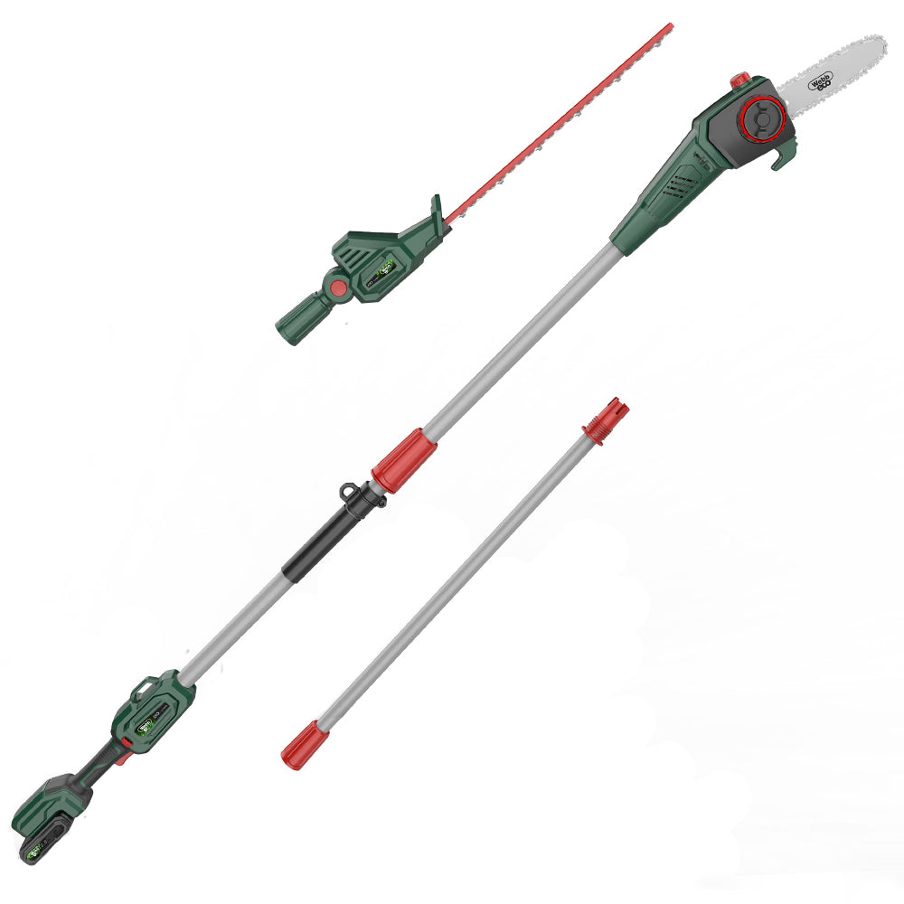 Webb Eco WEV20PSHTB2 20V Cordless Long Reach Hedge Trimmer & Pruner Attachment (with 2Ah Battery & Charger)