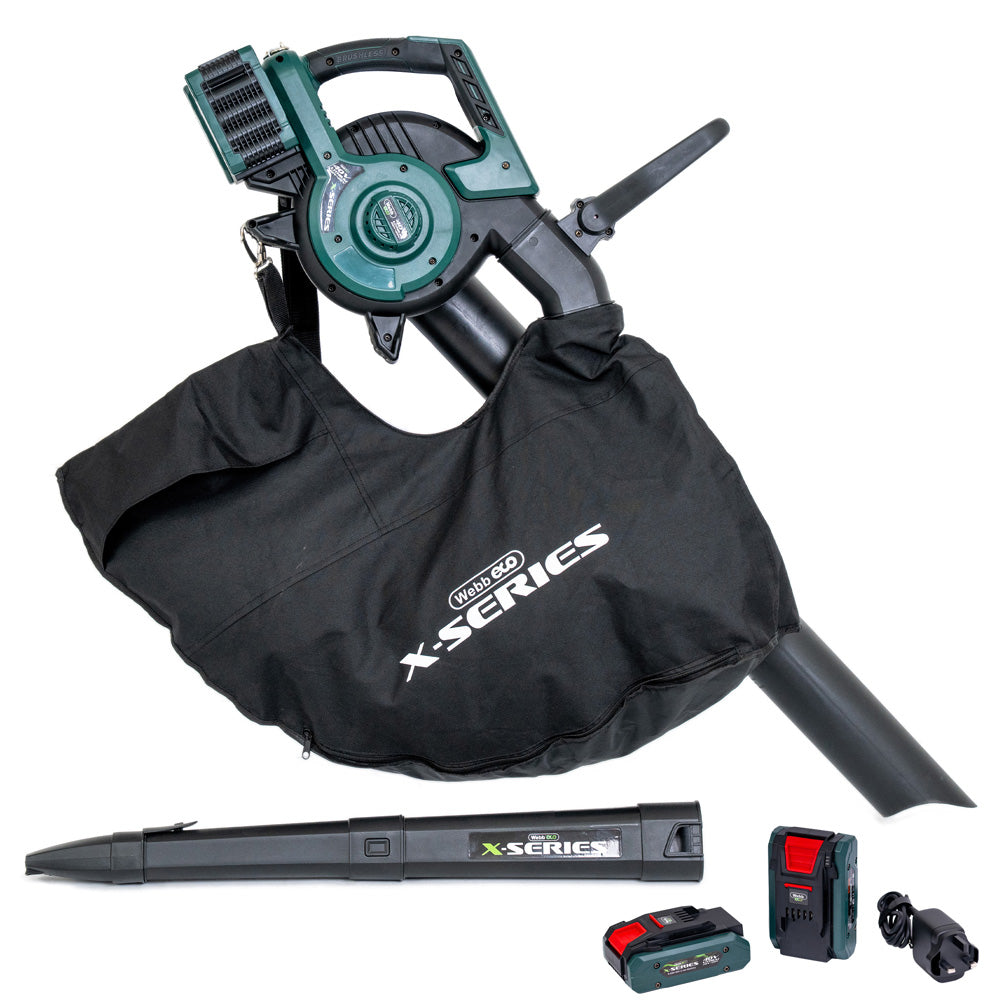 Webb Eco WEV20X2BV4X X-Series 40V (20V+20V) Cordless Blower Vacuum (with 2 x 4Ah Batteries & Twin USB Charger)