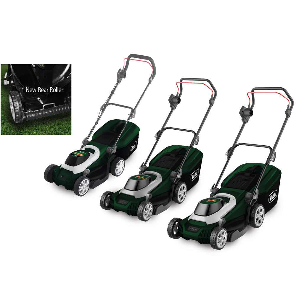 Webb WEER33RR Supreme 33cm (13") Electric Rotary Lawn Mower with Rear Roller