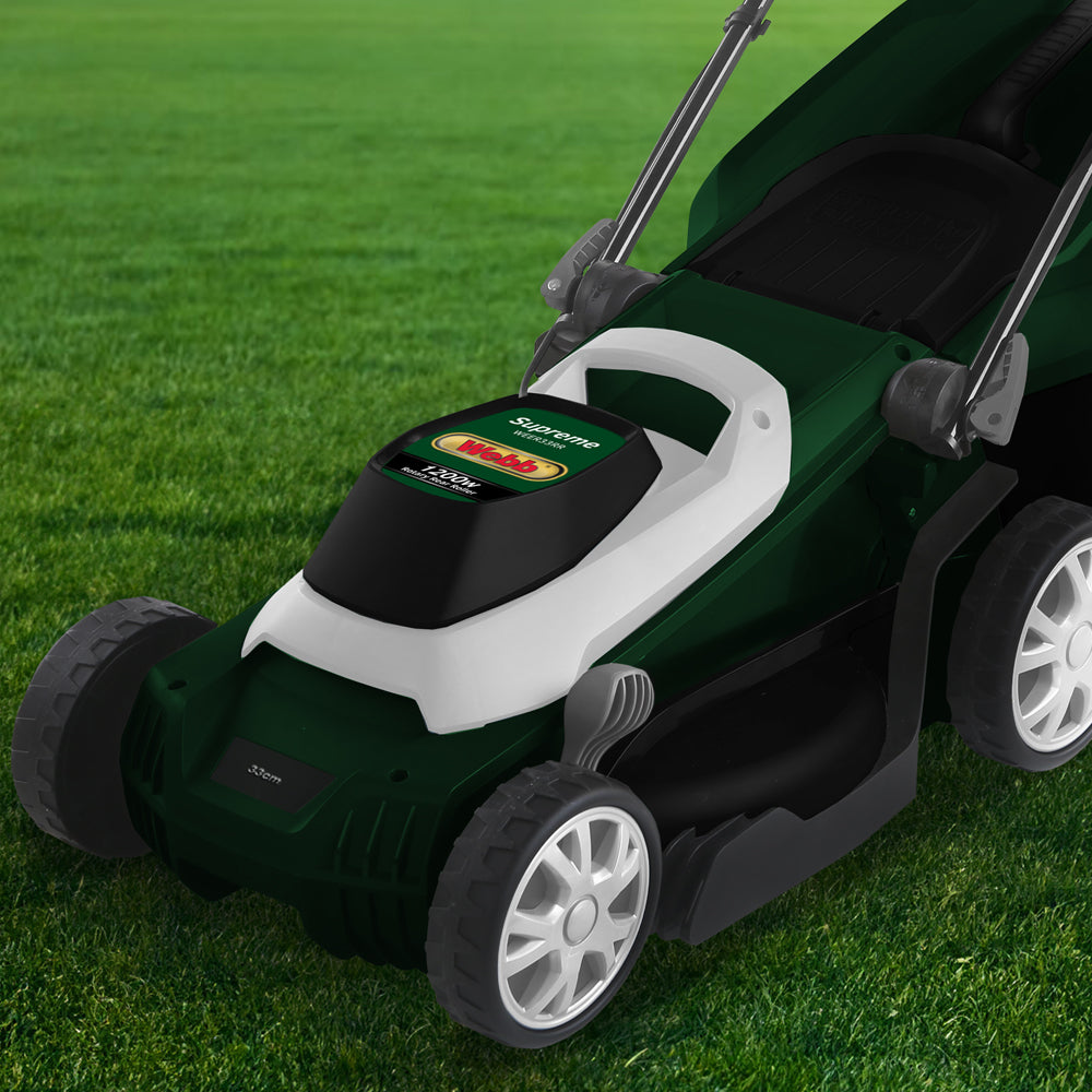 Webb WEER33RR Supreme 33cm (13") Electric Rotary Lawn Mower with Rear Roller