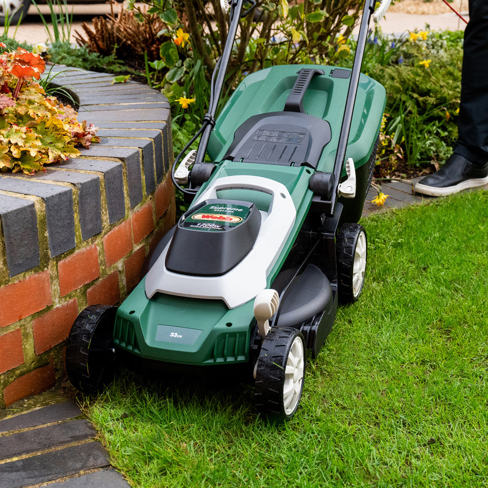 Webb WEER33RR Supreme 33cm (13") Electric Rotary Lawn Mower with Rear Roller