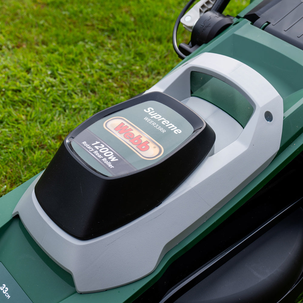 Webb WEER33RR Supreme 33cm (13") Electric Rotary Lawn Mower with Rear Roller