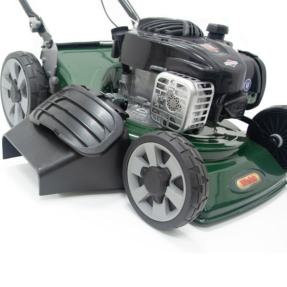 Webb WER18HW4 Supreme 4-in-1 Hi-Wheel Self-Propelled Petrol Lawn Mower with 4-Swing Tip Blade