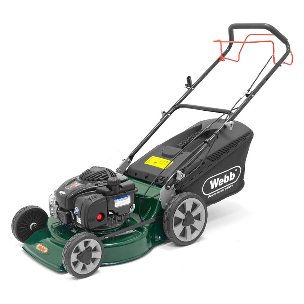 Webb WER18HW4 Supreme 4-in-1 Hi-Wheel Self-Propelled Petrol Lawn Mower with 4-Swing Tip Blade
