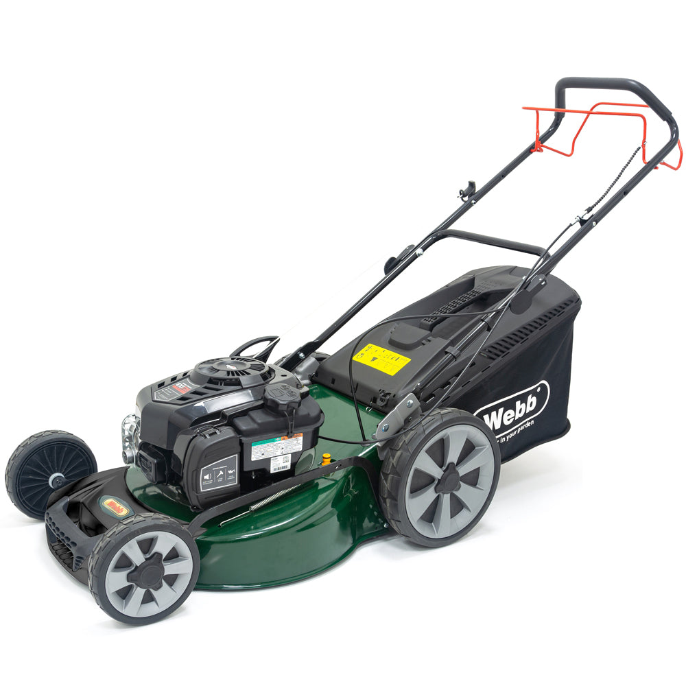 Webb WER21HW4 Supreme 4-in-1 Hi-Wheel Self-Propelled Petrol Lawn Mower with 4-Swing Tip Blade
