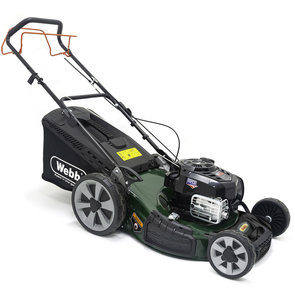 Webb WER21HW4 Supreme 4-in-1 Hi-Wheel Self-Propelled Petrol Lawn Mower with 4-Swing Tip Blade