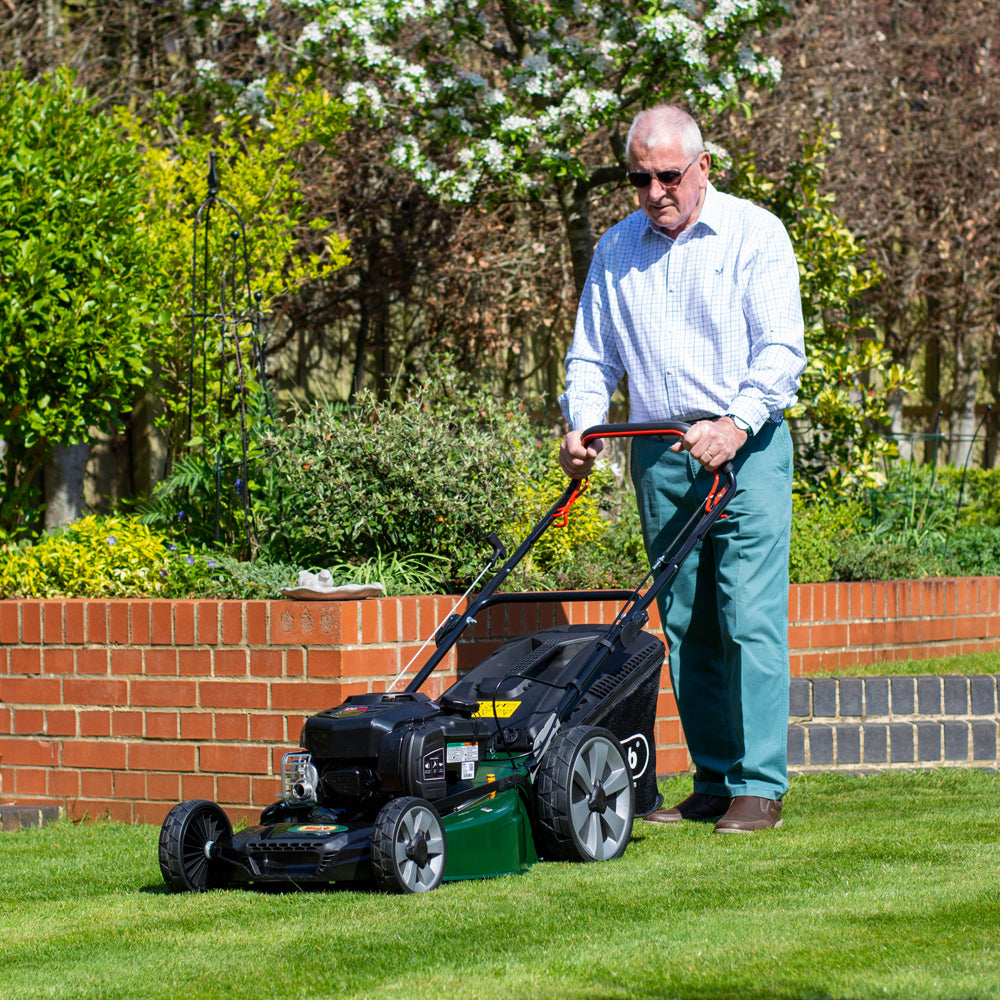 Webb WER21HW4 Supreme 4-in-1 Hi-Wheel Self-Propelled Petrol Lawn Mower with 4-Swing Tip Blade