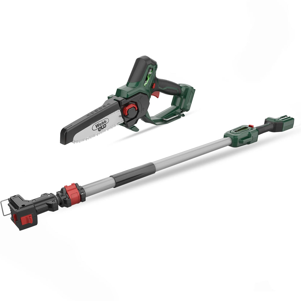 Webb Eco WEV20EXTPSB2 20V Cordless Mini Pruning Saw with Extension Pole (with 2Ah Battery & Charger)