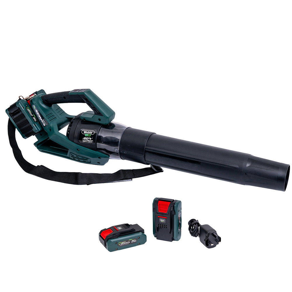 Webb Eco WEV20X2ABB4X X-Series 40V (20V+20V) Cordless Leaf Blower (with 2 x 4Ah Batteries & Twin USB Charger)