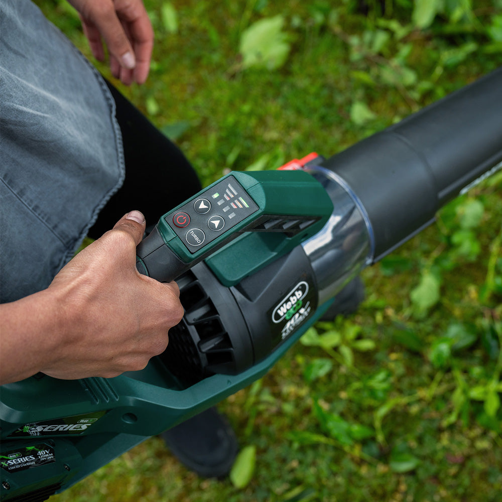 Webb Eco WEV20X2ABB4X X-Series 40V (20V+20V) Cordless Leaf Blower (with 2 x 4Ah Batteries & Twin USB Charger)