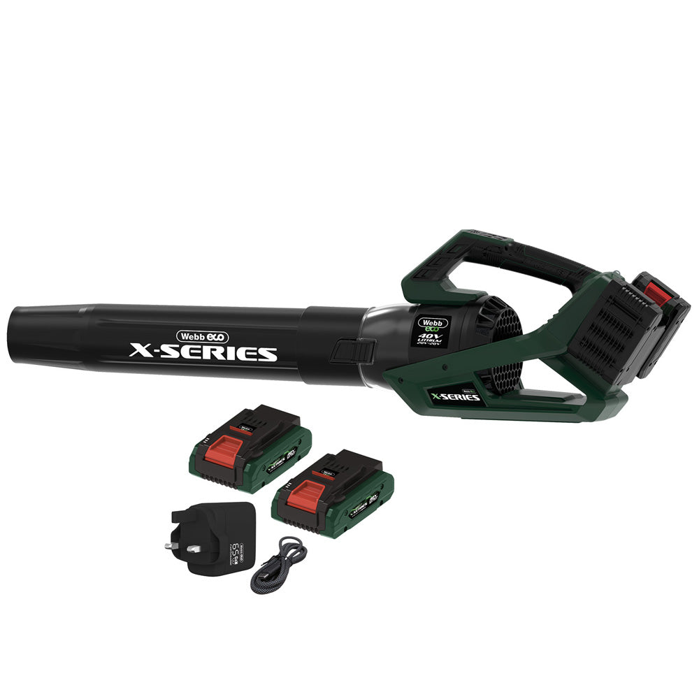 Webb Eco WEV20X2ABB4X X-Series 40V (20V+20V) Cordless Leaf Blower (with 2 x 4Ah Batteries & Twin USB Charger)