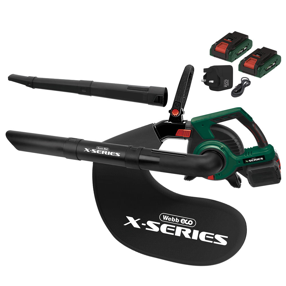 Webb Eco WEV20X2BV4X X-Series 40V (20V+20V) Cordless Blower Vacuum (with 2 x 4Ah Batteries & Twin USB Charger)