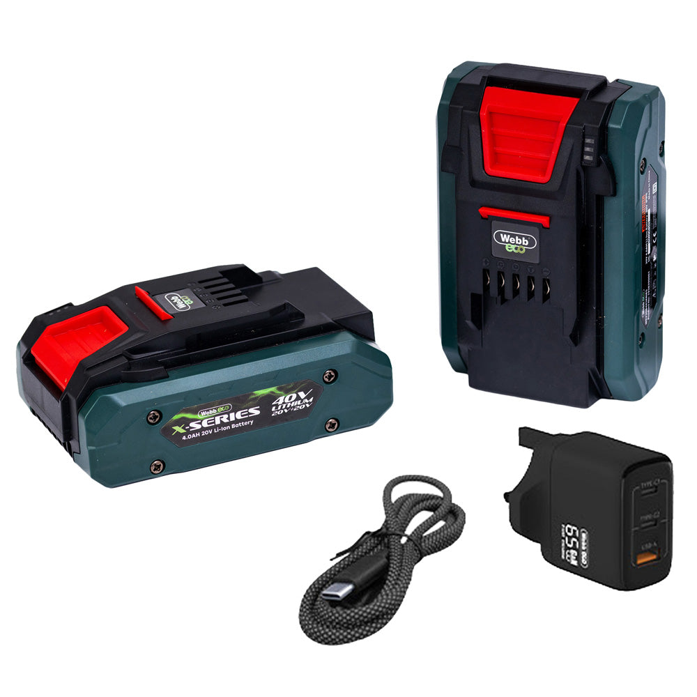 Webb Eco WEV20X2MTB4X X-Series 40V (20V+20V) Cordless Multi Tool (with 2 x 4Ah Batteries & Twin USB Charger)