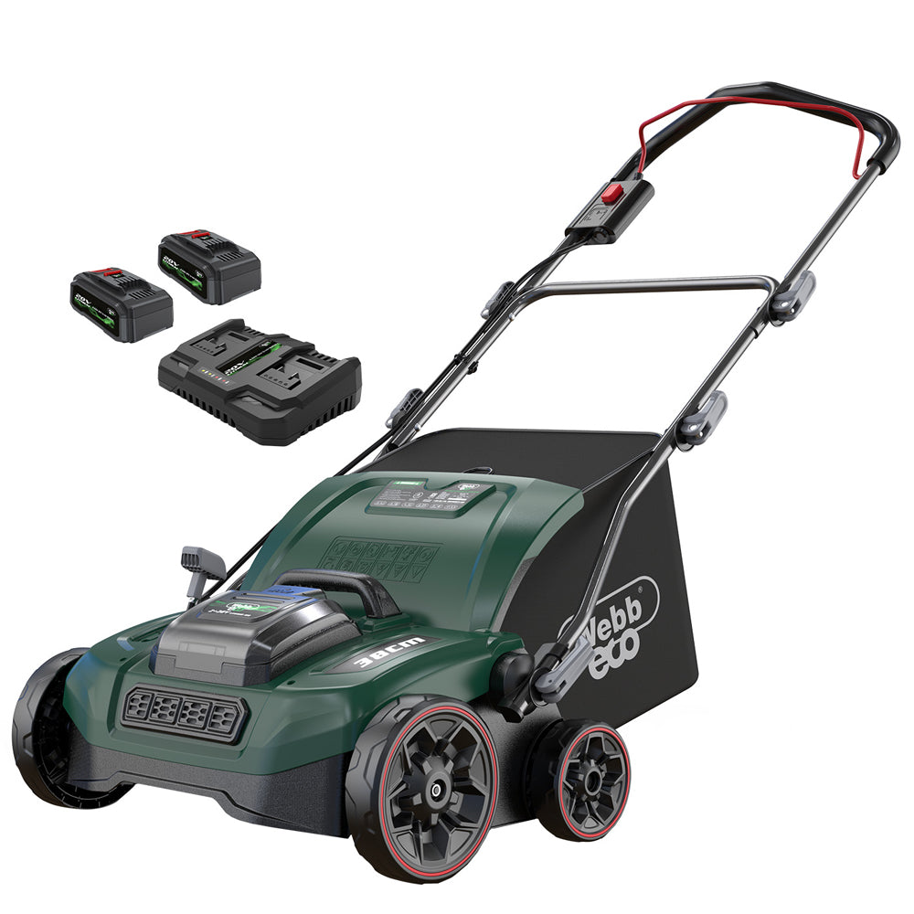 Webb Eco WEV20X2SRB4X X-Series 40V (20V+20V) Cordless Lawn Scarifier Rake (with 2 x 4Ah Batteries & Twin Charger)