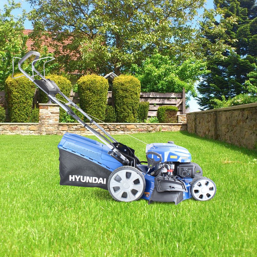 Hyundai HYM460SPE 46cm 139cc 4-in-1 Self-Propelled Petrol Lawn Mower ...