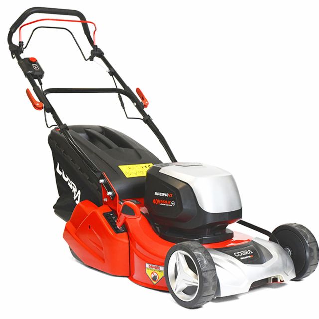Cobra RM43SP40VX 40V MAX+ Self-Propelled Rear Roller Cordless Lawn Mower (with 2 x 40V 4Ah Batteries & Fast Charger)