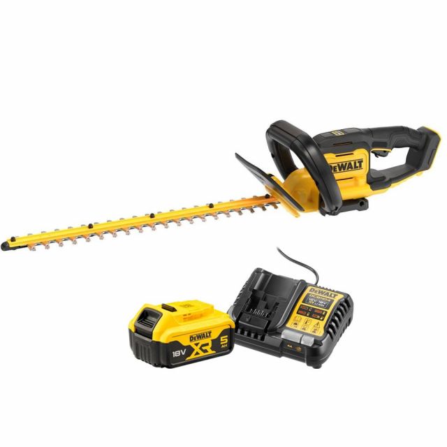 DeWalt DCMHT562P1-GB 18V XR Cordless Hedge Trimmer (with 5Ah Battery & 4A Charger)