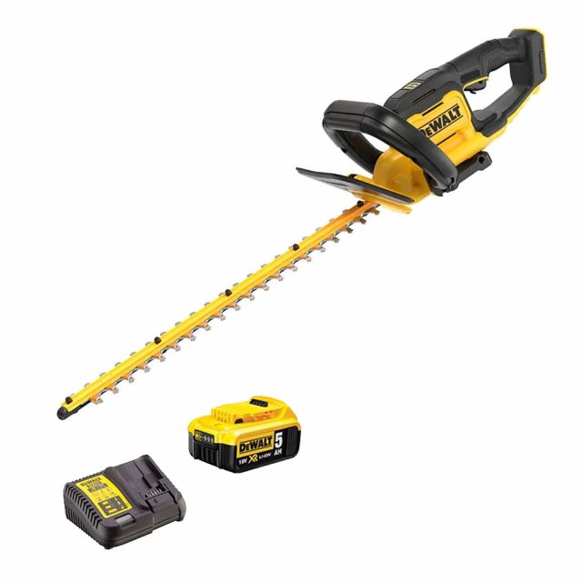 DeWalt DCMHT564P1-GB 18V XR Cordless Hedge Trimmer (with 5Ah Battery & 4A Charger)