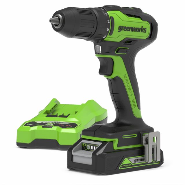 GreenWorks GD24DD35K2 Brushless 24V Drill Driver 35Nm (with 2Ah Battery & Charger)
