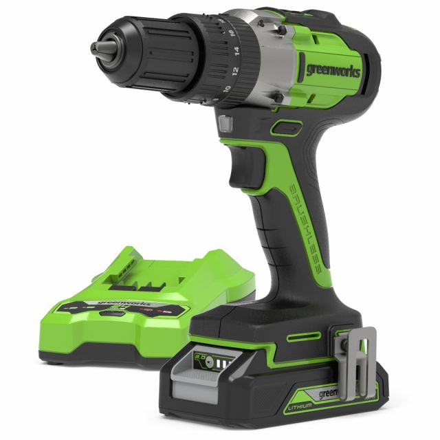 GreenWorks GD24DD60K2 Brushless 24V Drill Driver 60Nm (with 2Ah Battery & Charger)