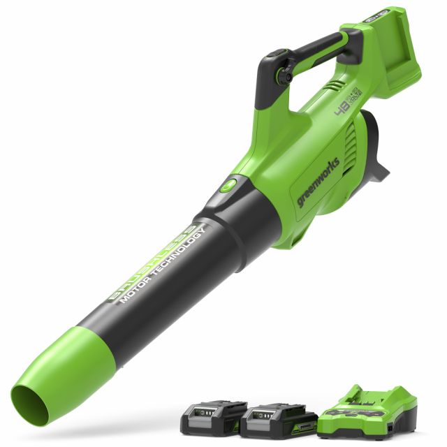 GreenWorks GD24X2ABK2X Brushless 48V (2 x 24V) Cordless Axial Blower (with 2 x 2Ah Batteries & Charger)