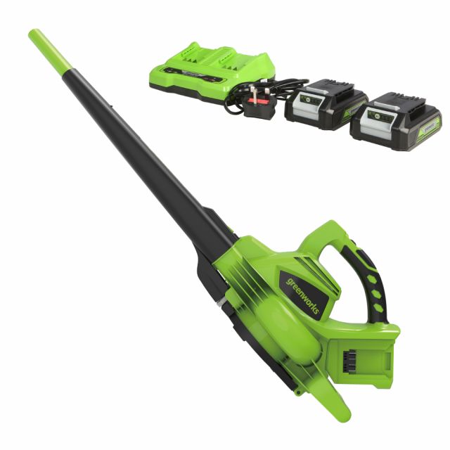 GreenWorks GD24X2BVK4X DigiPro 48V (2 x 24V) Cordless Blower / Vacuum (with 2 x 4Ah Batteries & 2A Twin Charger) 