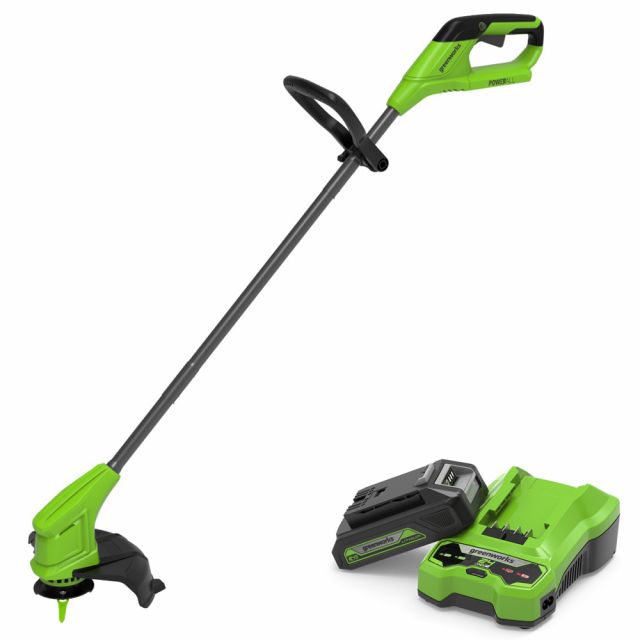 GreenWorks G24LT25IIK2 25cm 24V Cordless Grass Trimmer (with 2Ah Battery & Charger)