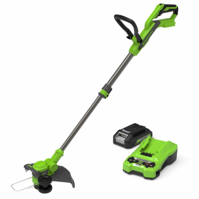 GreenWorks GD24LT30IIK2 24V Cordless Grass Trimmer / Lawn Edger (with 2Ah Battery & Charger)