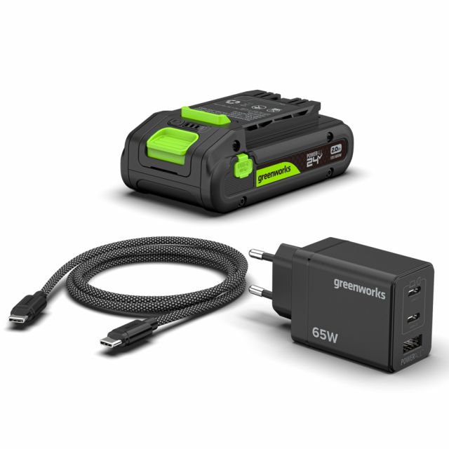 GreenWorks K2S2BEA 24V 2.0Ah High Performance Battery & Charging Block Starter Kit