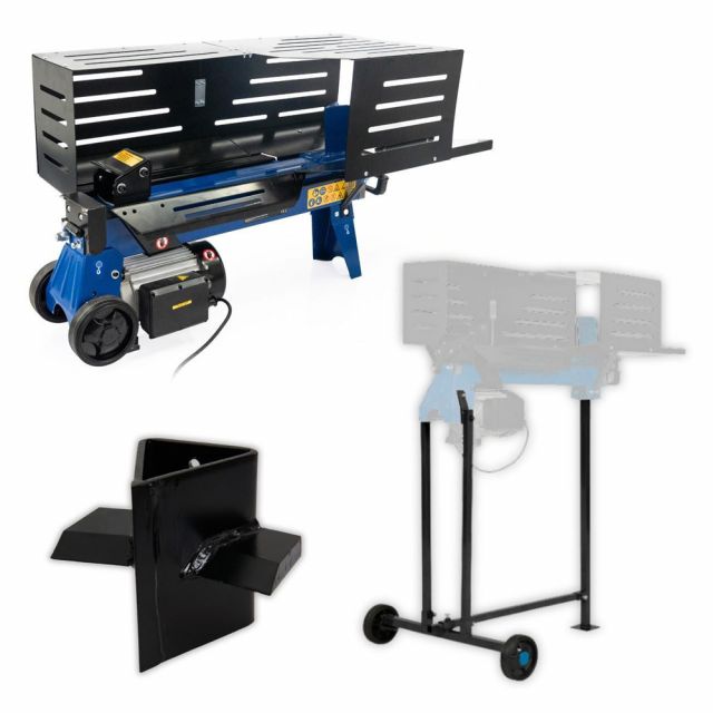 Hyundai HYLS7000HE 7 Ton Horizontal Electric Log Splitter + 1361149 Stand + 1361150 4-Way Cross Wedge Kit