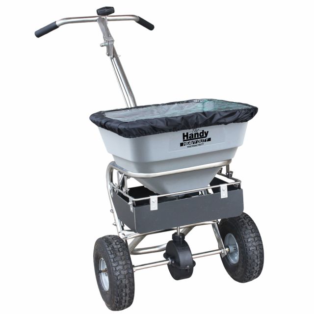 The Handy THS70SALTHDUTY 31.75kg Stainless Steel Heavy-Duty Push Broadcast Spreader