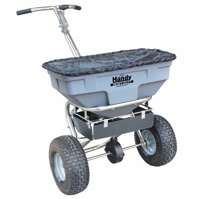 The Handy THS125SALTHDUTY 57kg Stainless Steel Heavy-Duty Push Broadcast Spreader