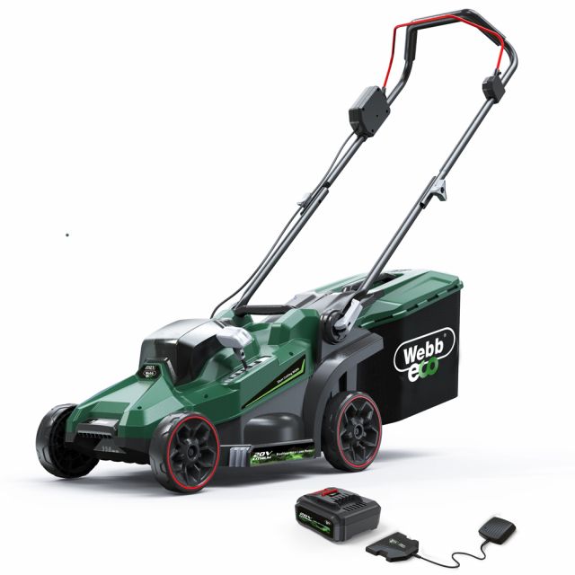 Webb Eco WEV20LM33B4 20V Push Cordless Lawn Mower (with 4Ah Battery & Charger)