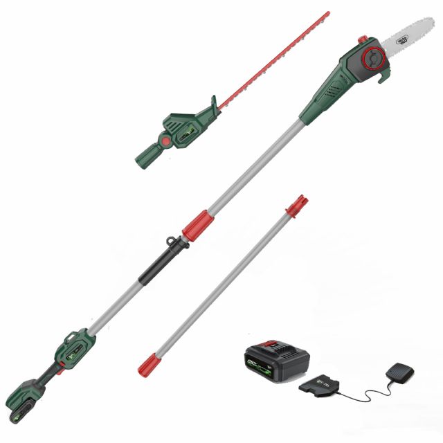 Webb Eco WEV20PSHTB2 20V Cordless Long Reach Hedge Trimmer & Pruner Attachment (with 2Ah Battery & Charger)