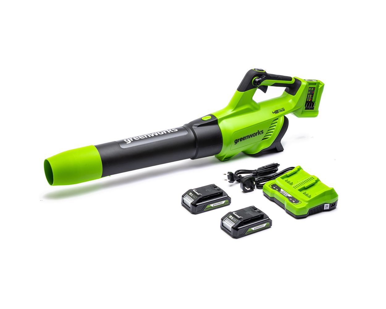 GreenWorks G24X2ABK2X 48V (2 x 24V) Cordless Axial Blower (with 2 x 2Ah