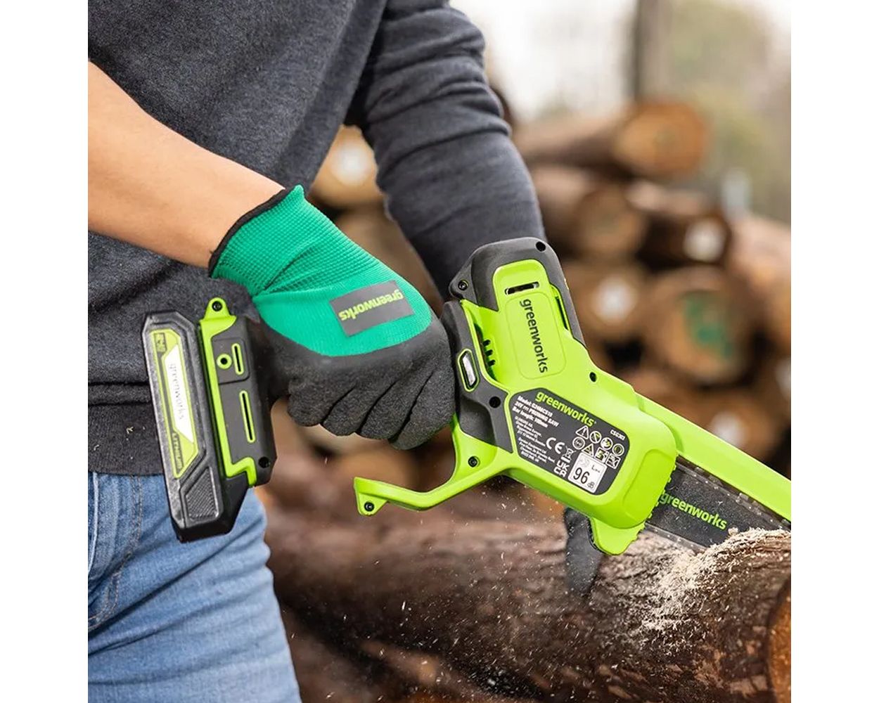 Minimotosega A Batteria 24 V 10 Cm Greenworks G24MCS10 Con Batteria 2 Ah E Caricabatterie - Foto 11