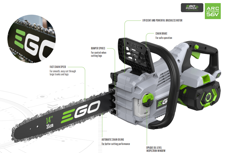 EGO Power+ CS1411E 35cm 56V Cordless Chainsaw (with 2.5Ah Battery