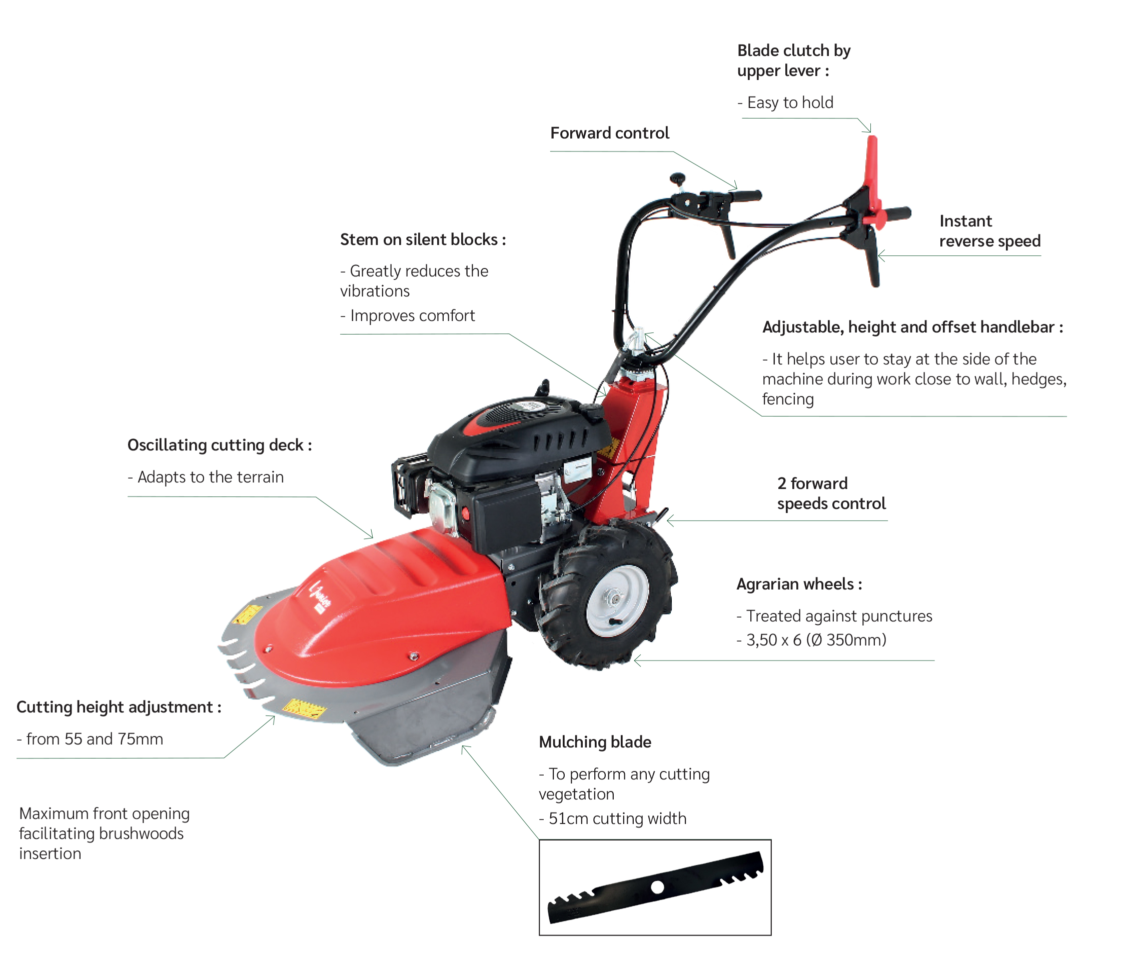OleoMac DEB 528H Professional Wheeled Brush Mower